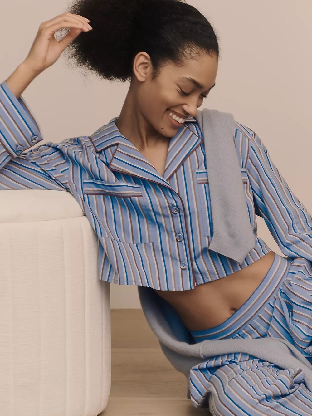 By Anthropologie Crop Pajama Shirt - Picture 2 of 5